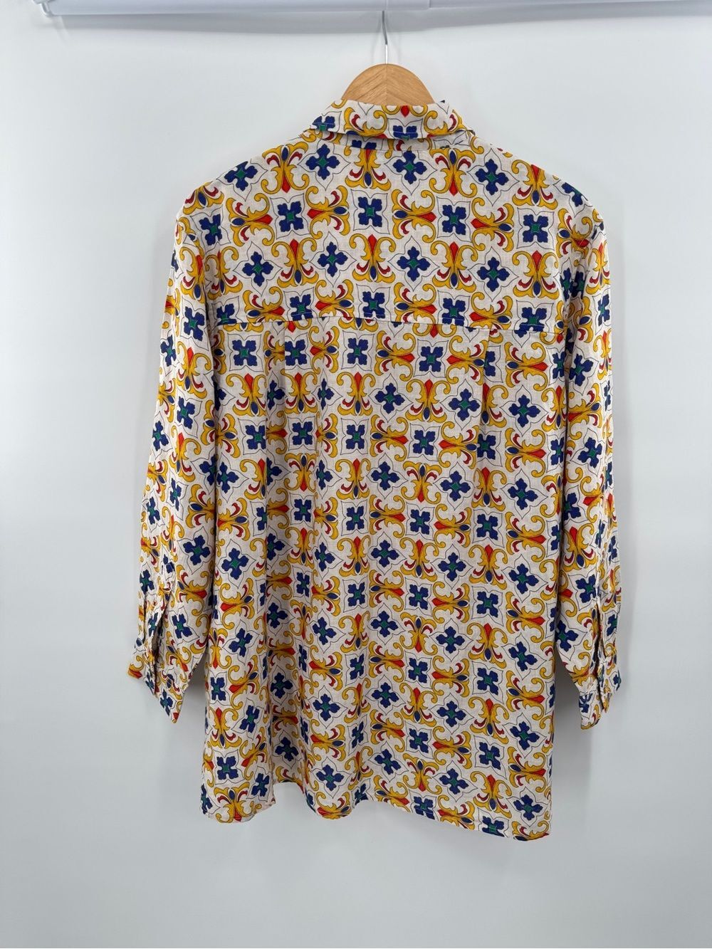 WEWOREWHAT Linen Tile Pattern Dad Shirt Oversized Size Medium Colorful - Picture 5 of 11